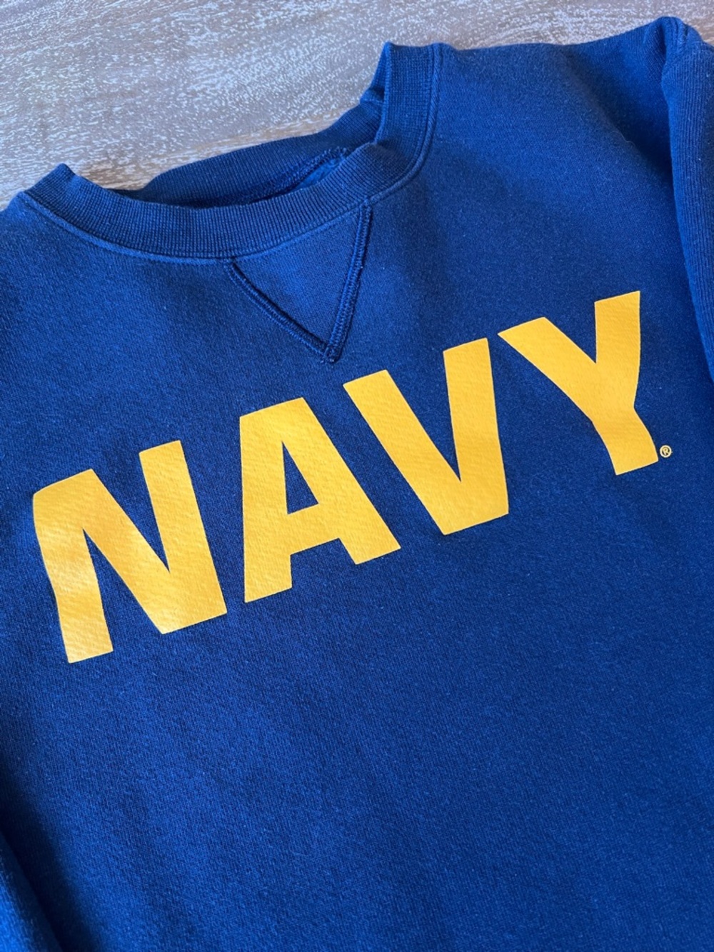 Crewneck Sweatshirt in Navy Blue with Yellow Lettering NAVY - Picture 3 of 7